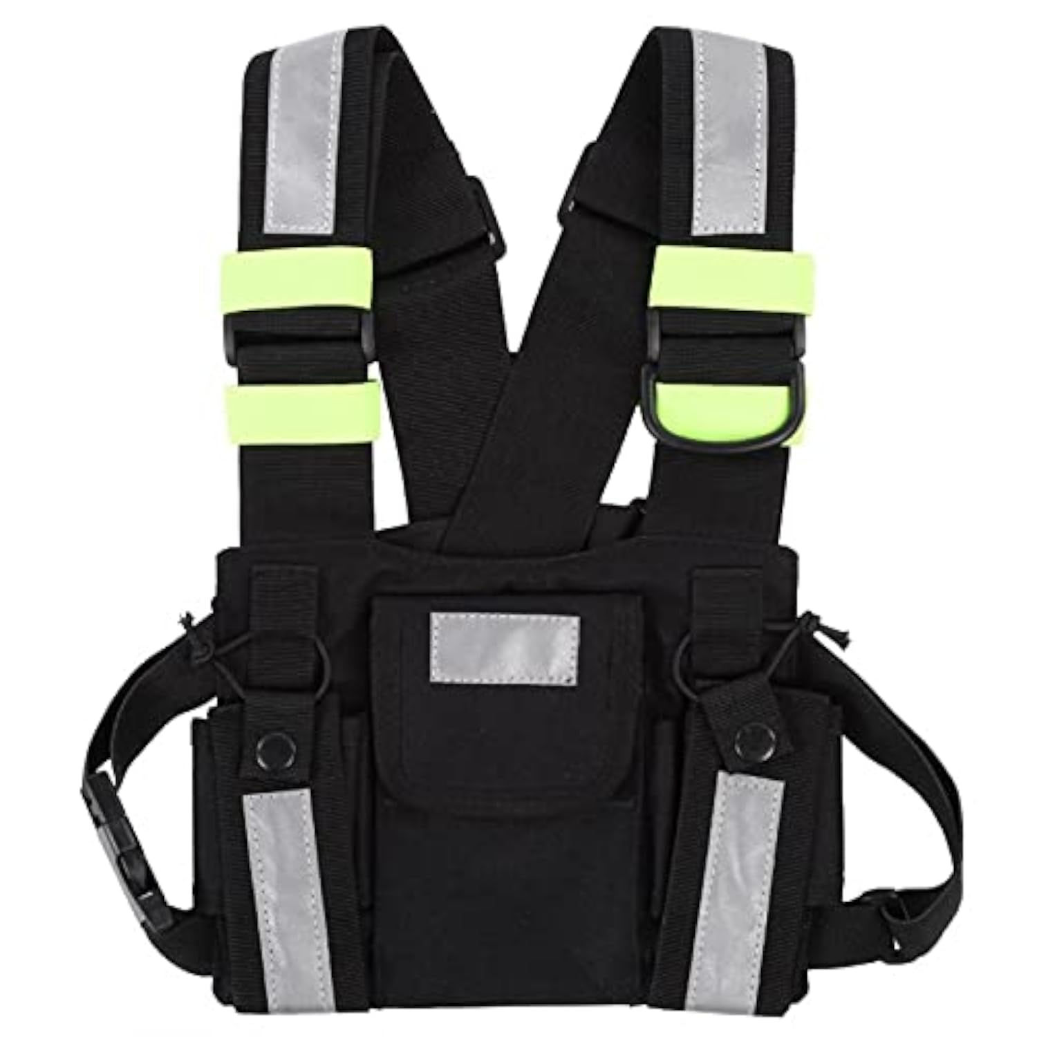 Harnais de poitrine noir avec bandes réfléchissantes jaunes