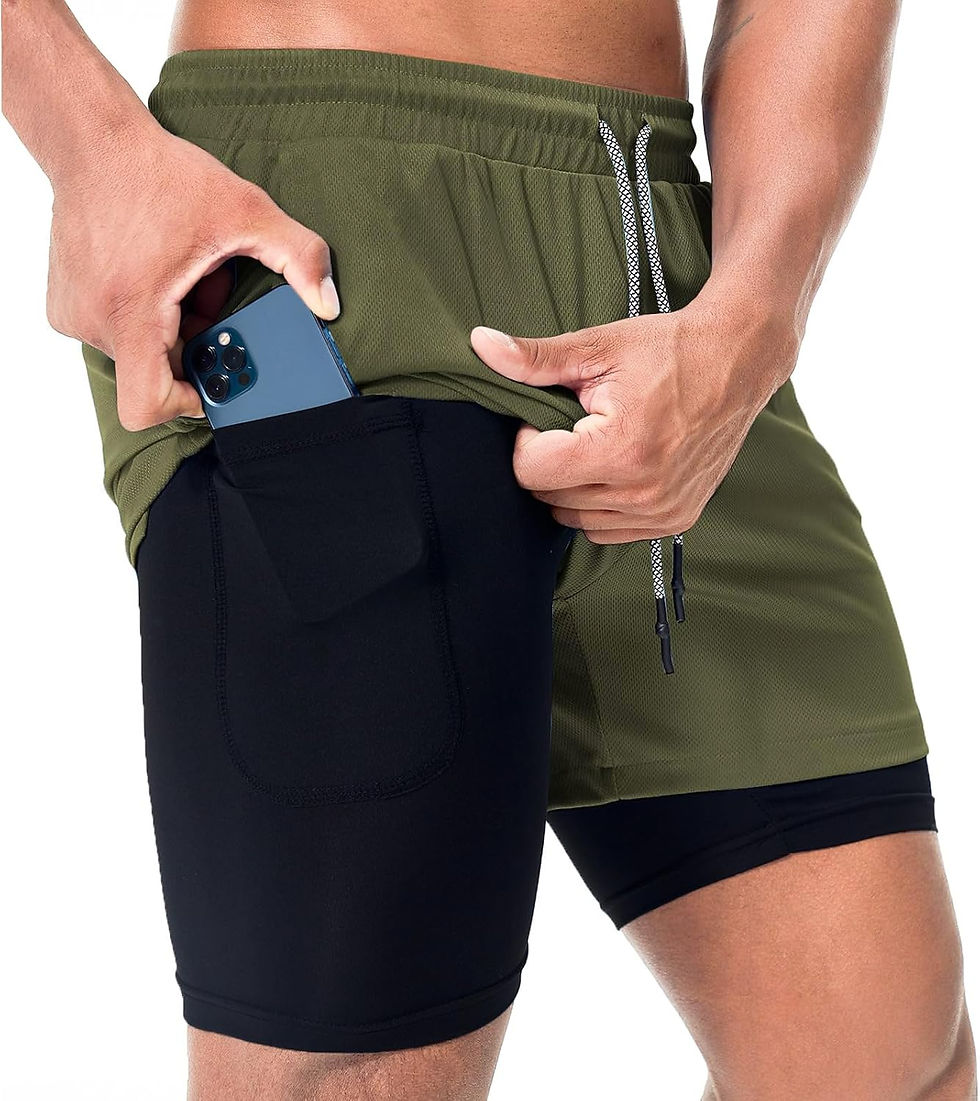 Poche téléphone intégrée au short de running 2 en 1
