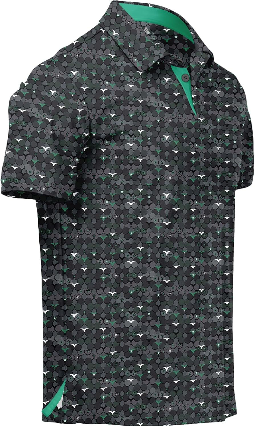 Thumbnail: Polo de golf ZITY pour homme à motifs géométriques gris