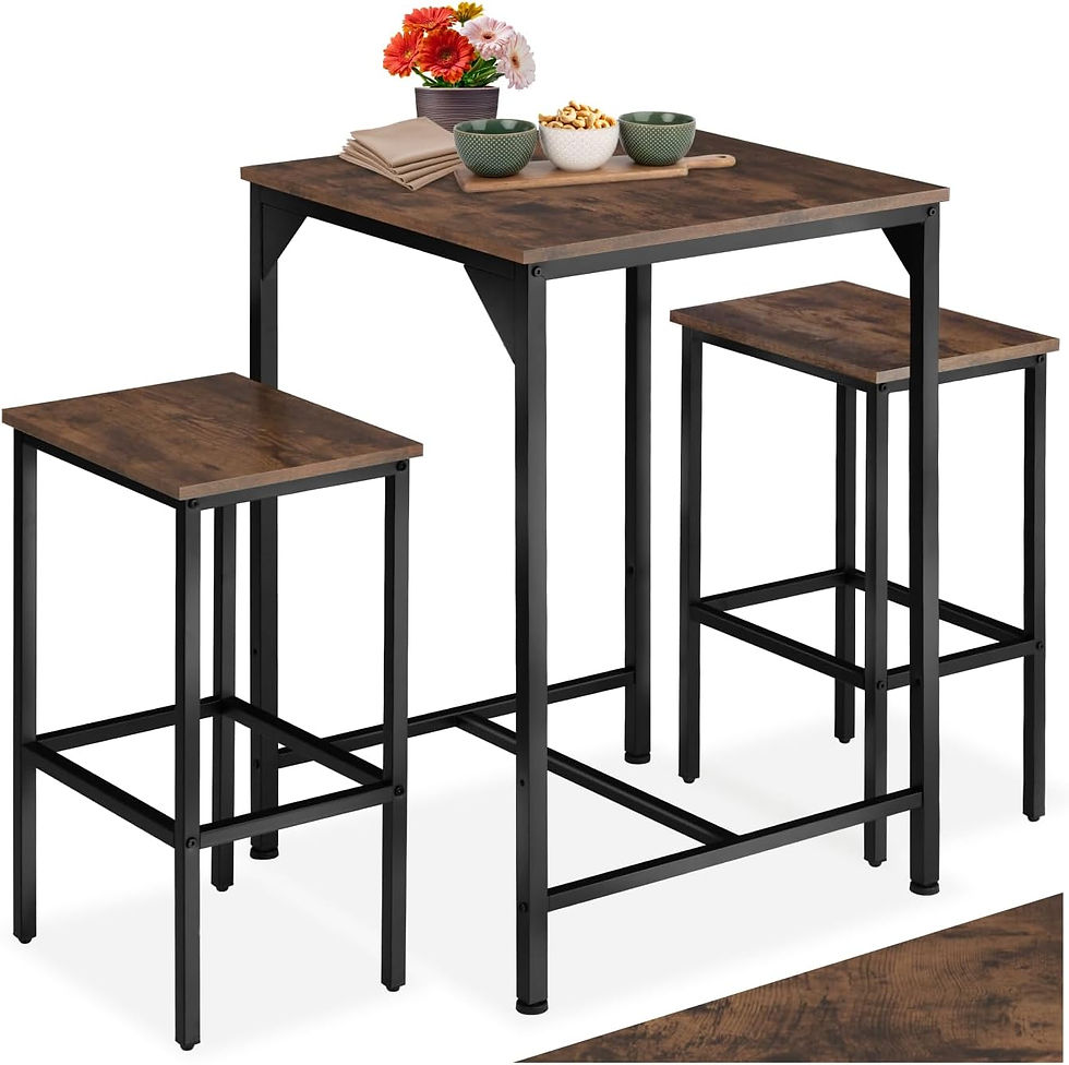 Thumbnail: tectake® Ensemble de bar 3 pièces avec table haute et tabourets