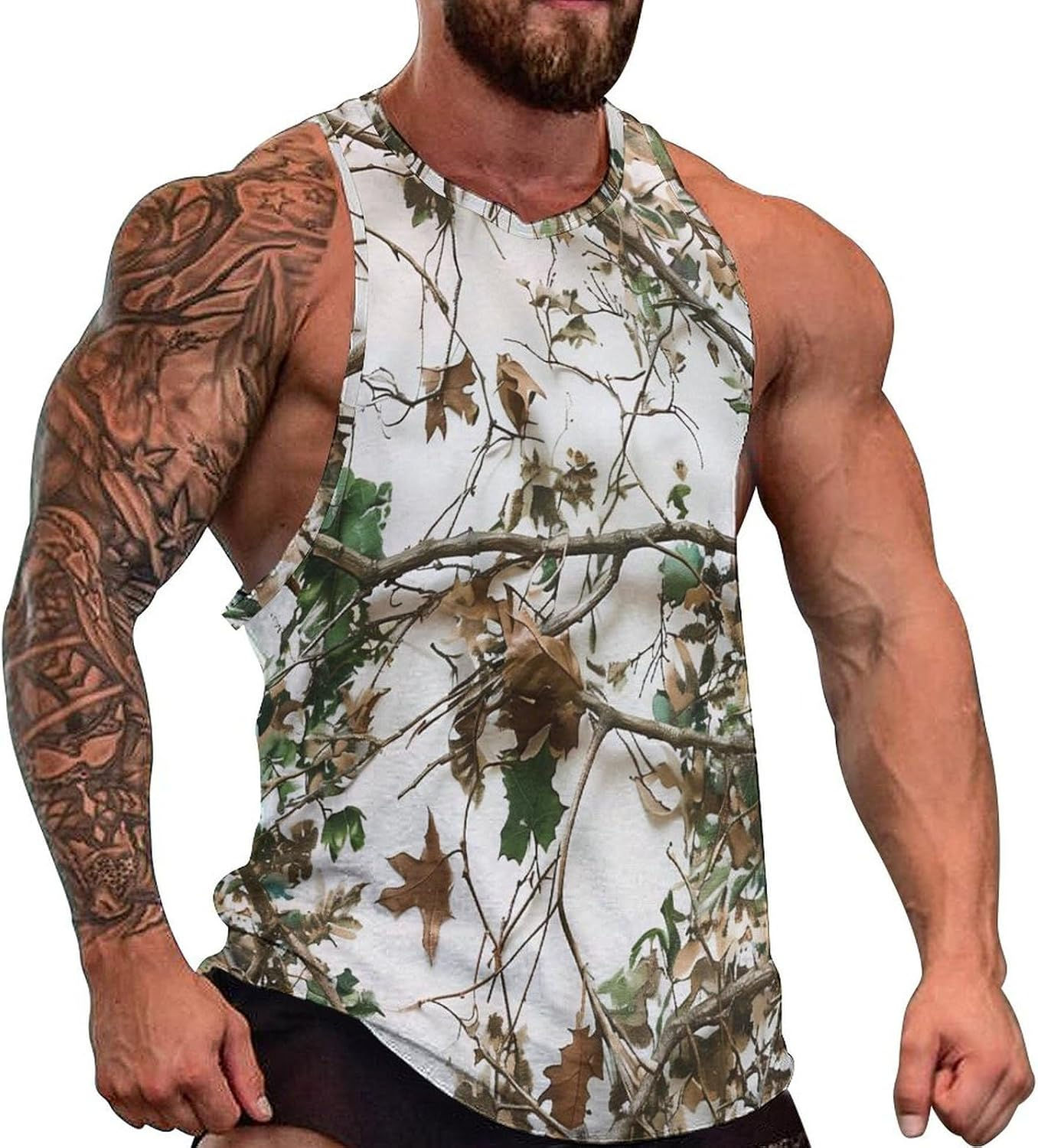 Débardeur pour homme à motif camouflage – Haut sans manches / Gilet – T-shirt ca