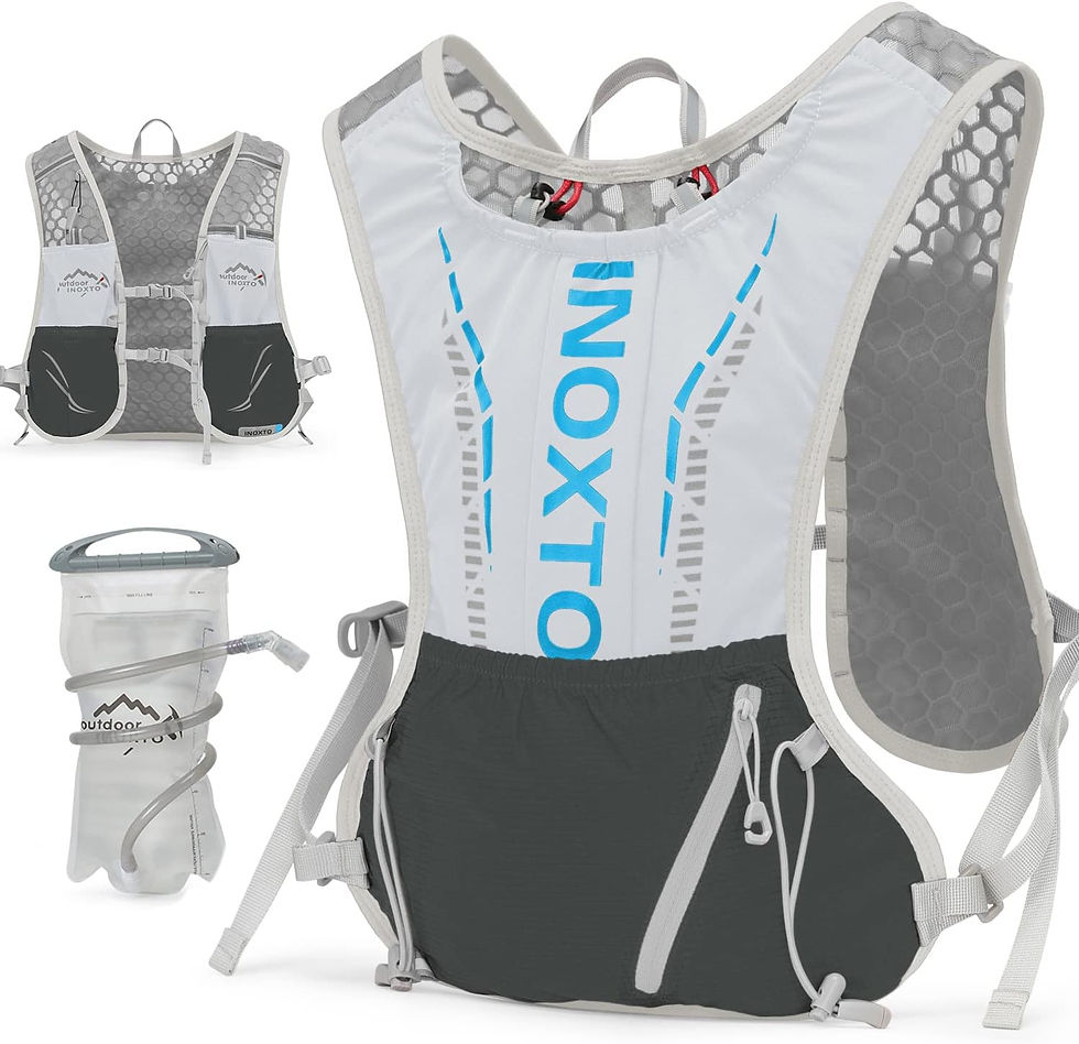 Thumbnail: Gilet d'hydratation INOXTO blanc et gris pour course à pied