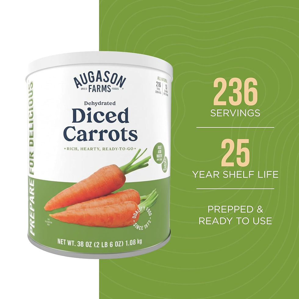 Thumbnail: Carottes en dés déshydratées Augason Farms pour kits de survie.