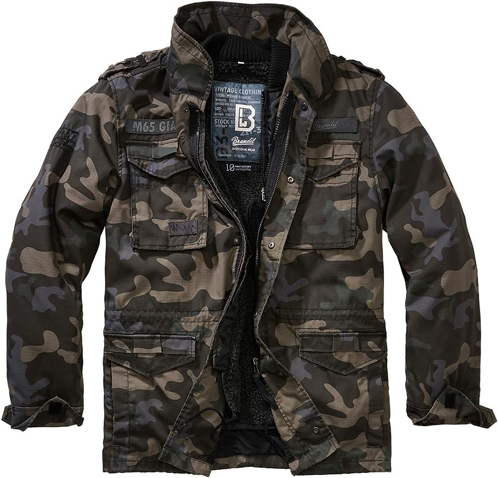 Miniature : Veste unisexe Brandit à motif camouflage sombre.