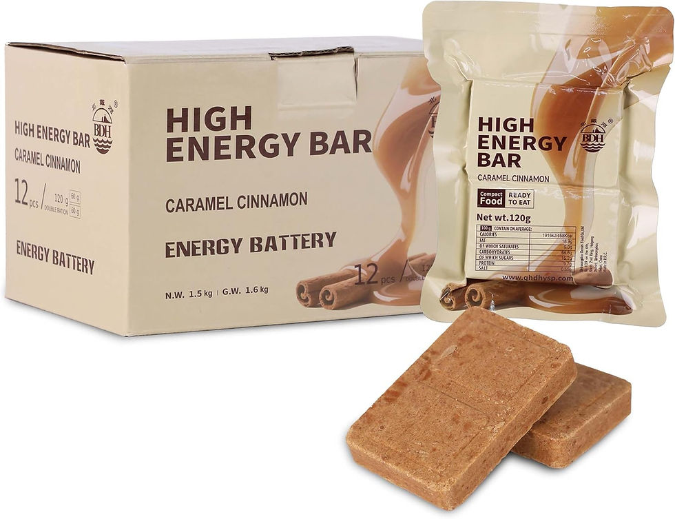 Boîte et sachets de 12 barres de ration d'urgence High Energy Bar