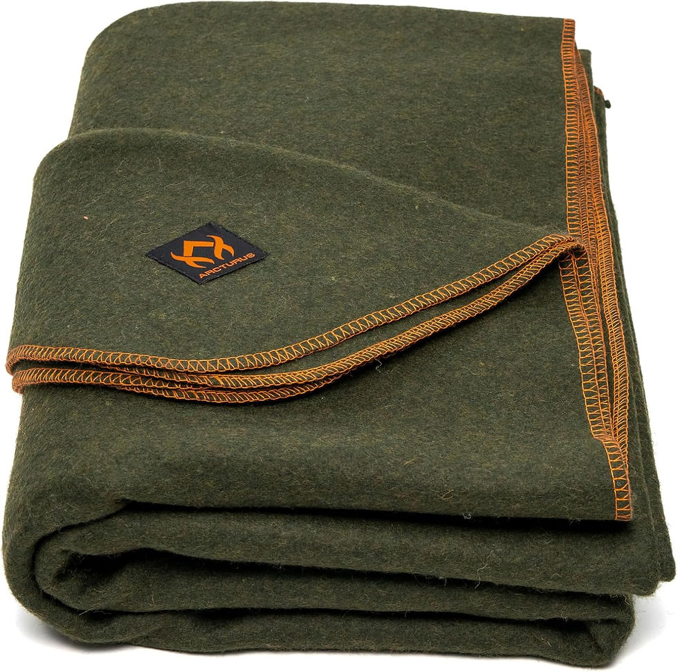 Couverture de laine militaire Arcturus pliée vert olive.