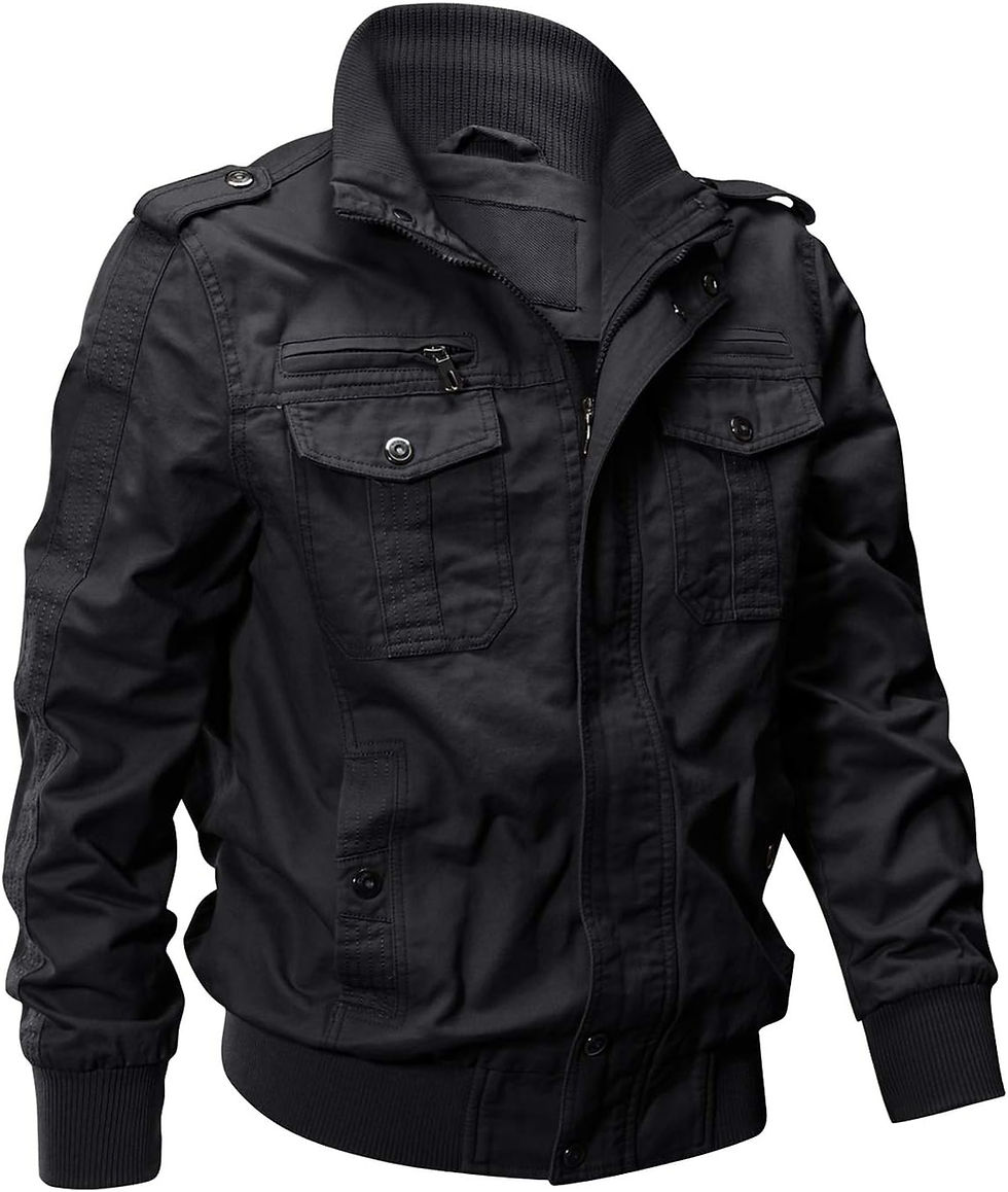 Veste de vol militaire EKLENTSON noire en coton multipoches
