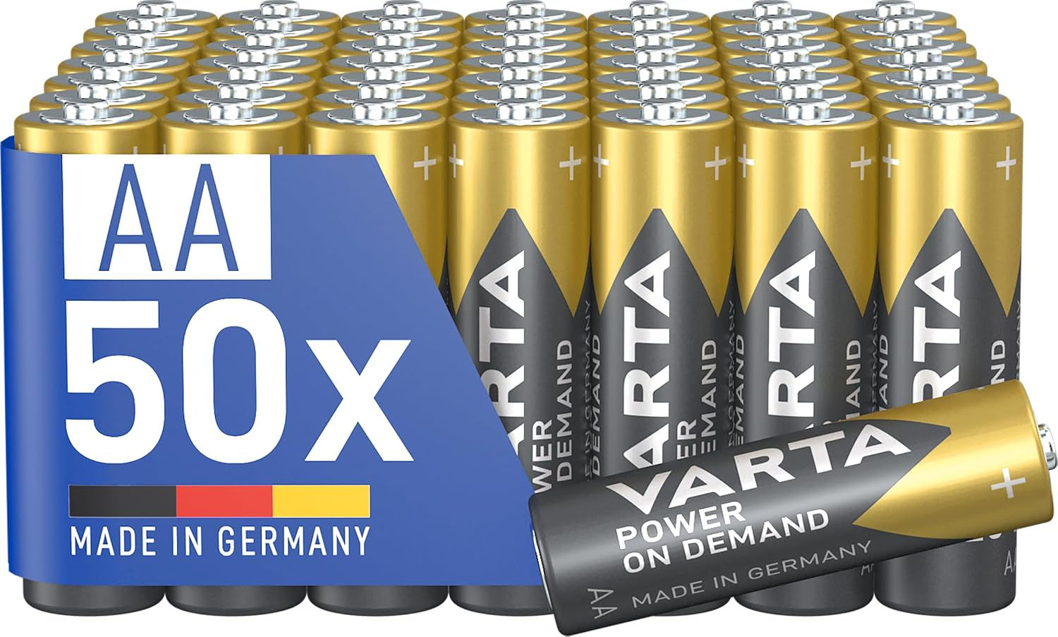Lot de 50 piles VARTA AA alcalines Power on Demand