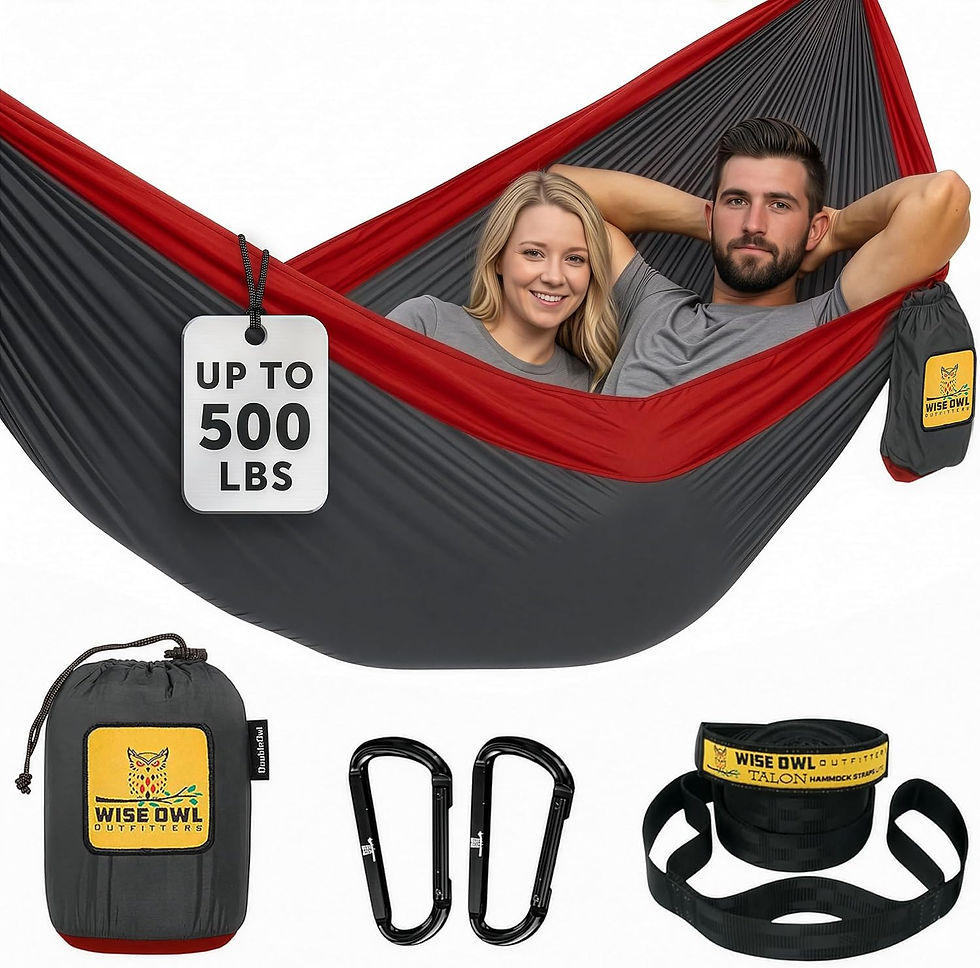 Thumbnail: Couple dans un hamac double Wise Owl, jusqu'à 500 lbs.