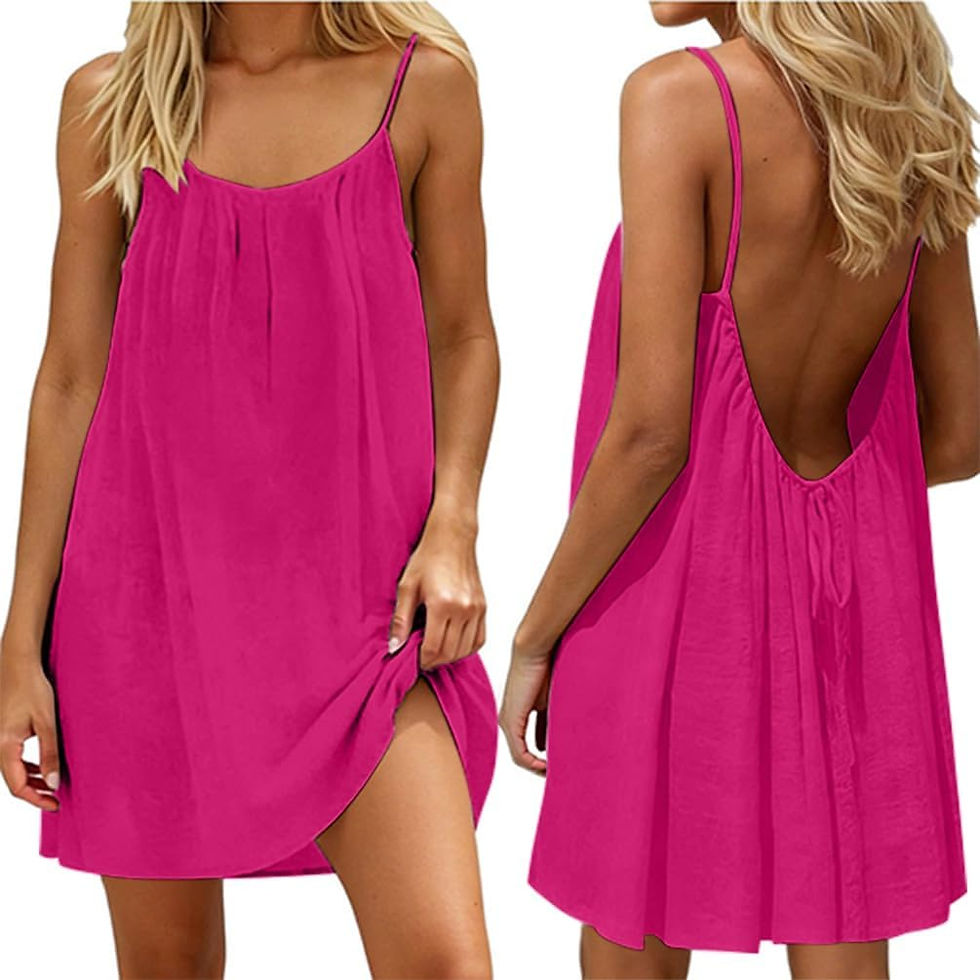 Thumbnail: Robe d'été rose Minetom, dos nu et fluide pour femme.