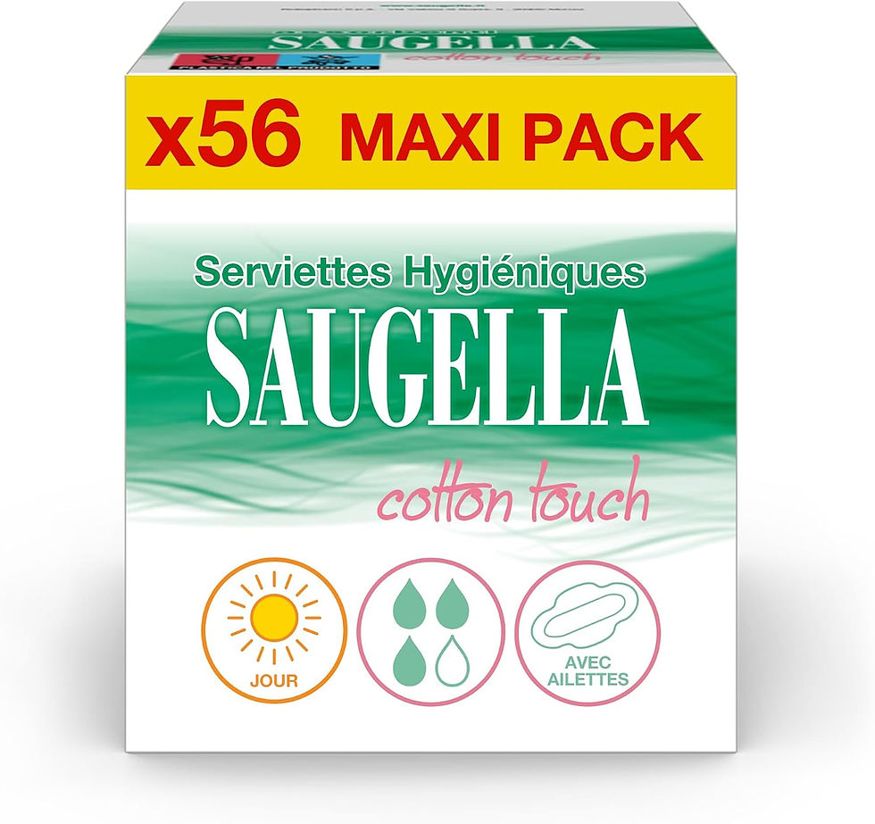 Saugella Cotton Touch Jour, maxi pack de 56 serviettes hygiéniques.