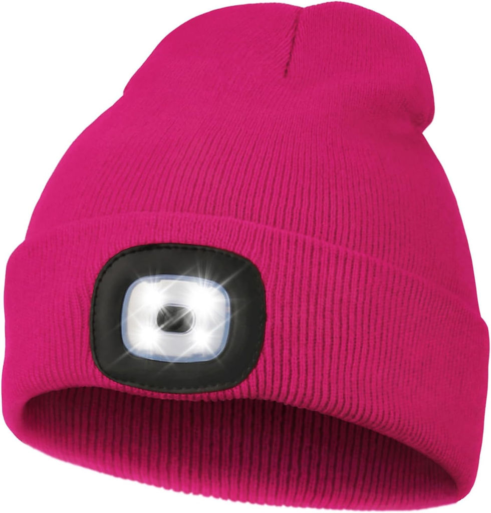 Thumbnail: Bonnet MELASA rose avec lampe LED pour kits de survie.