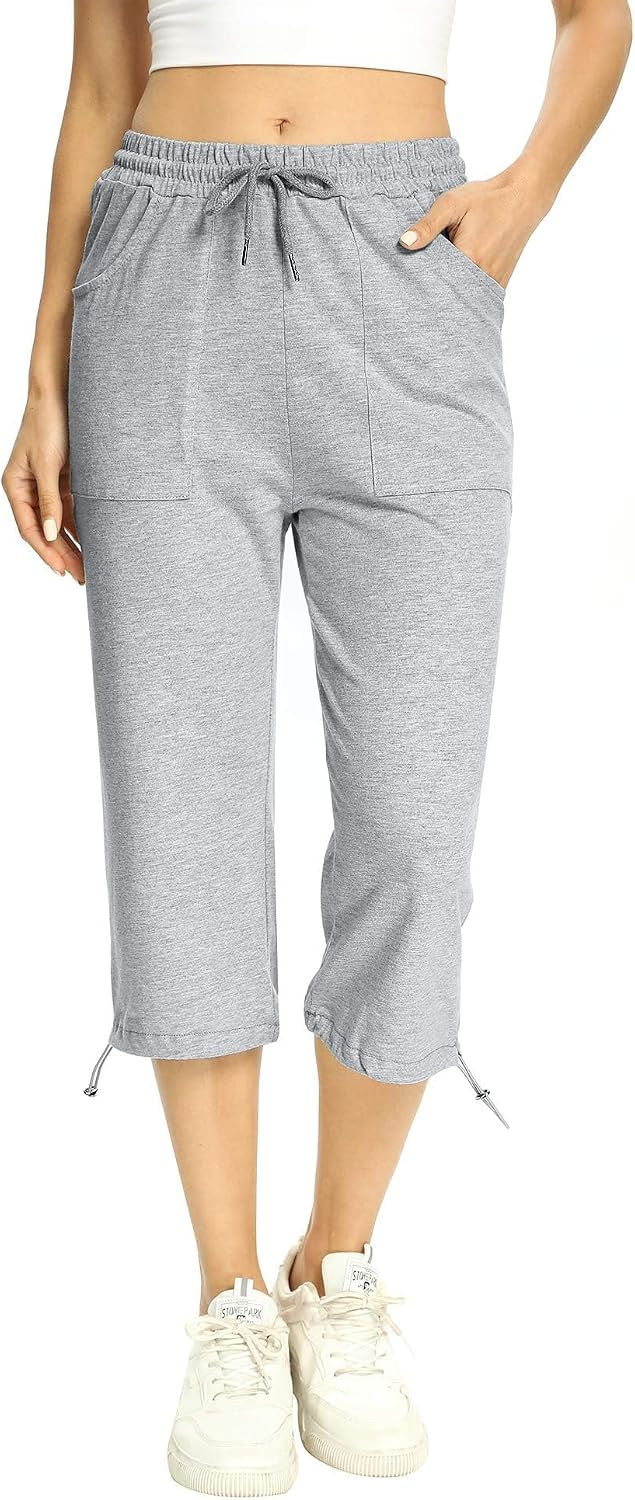 Miniature : Pantacourt de sport Totatuit gris 3/4 pour femme en coton doux.