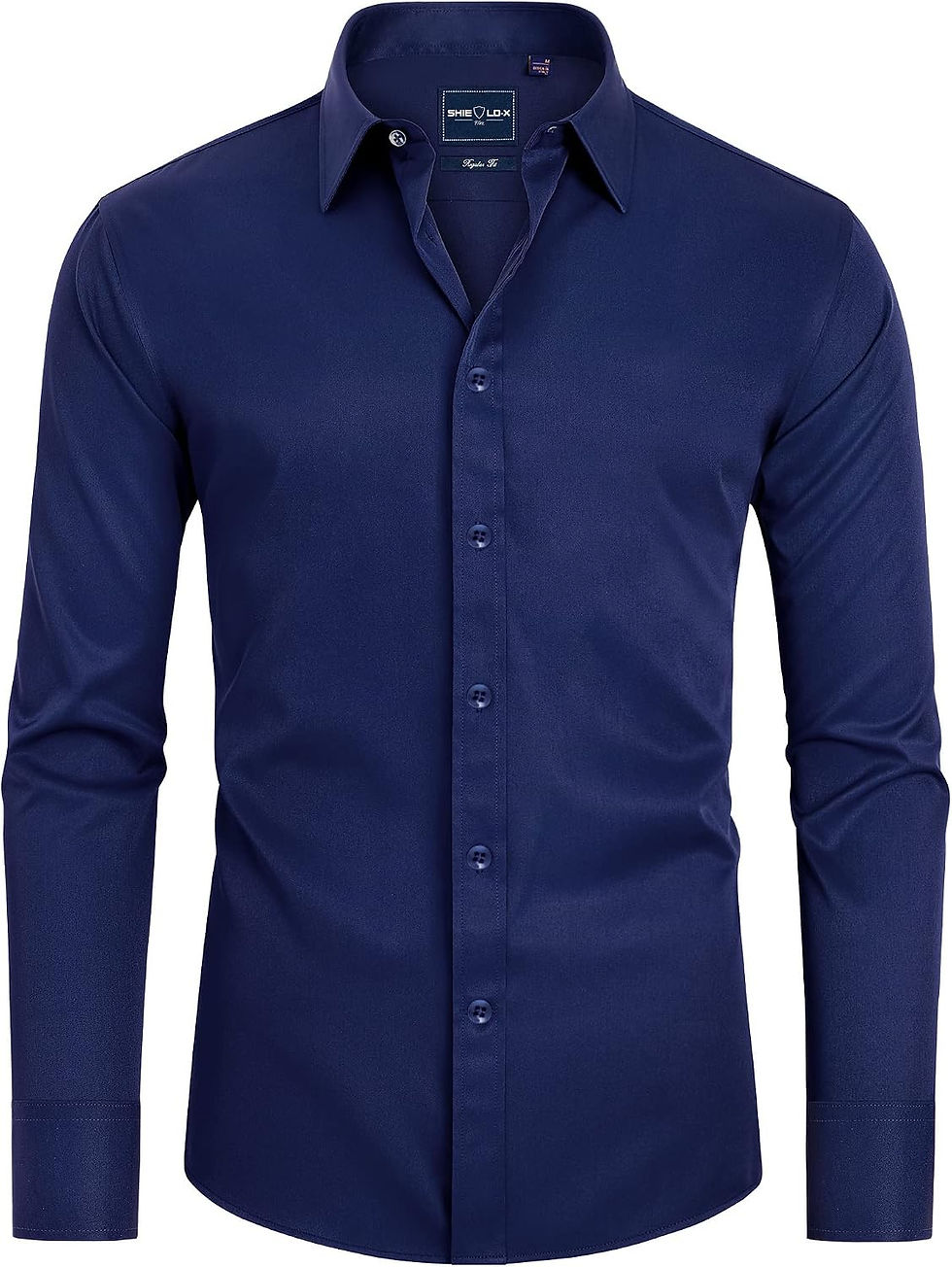 Thumbnail: Chemise Alimens & Gentle bleue ajustée pour hommes.