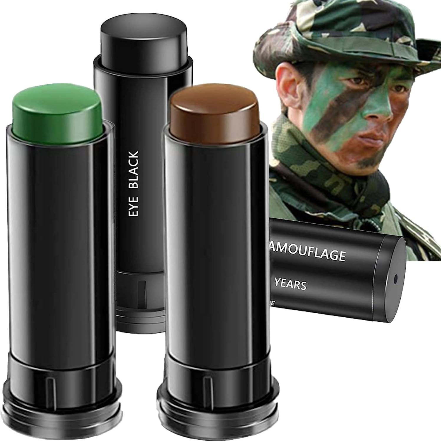 Kit de maquillage camouflage 3 pièces, couleurs militaires et camouflage, pour
