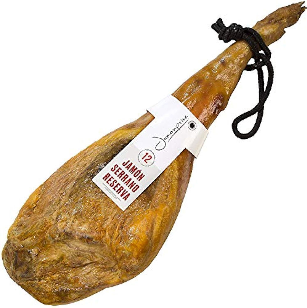 Thumbnail: Jambon Serrano Reserva Duroc entier avec étiquette et corde noire