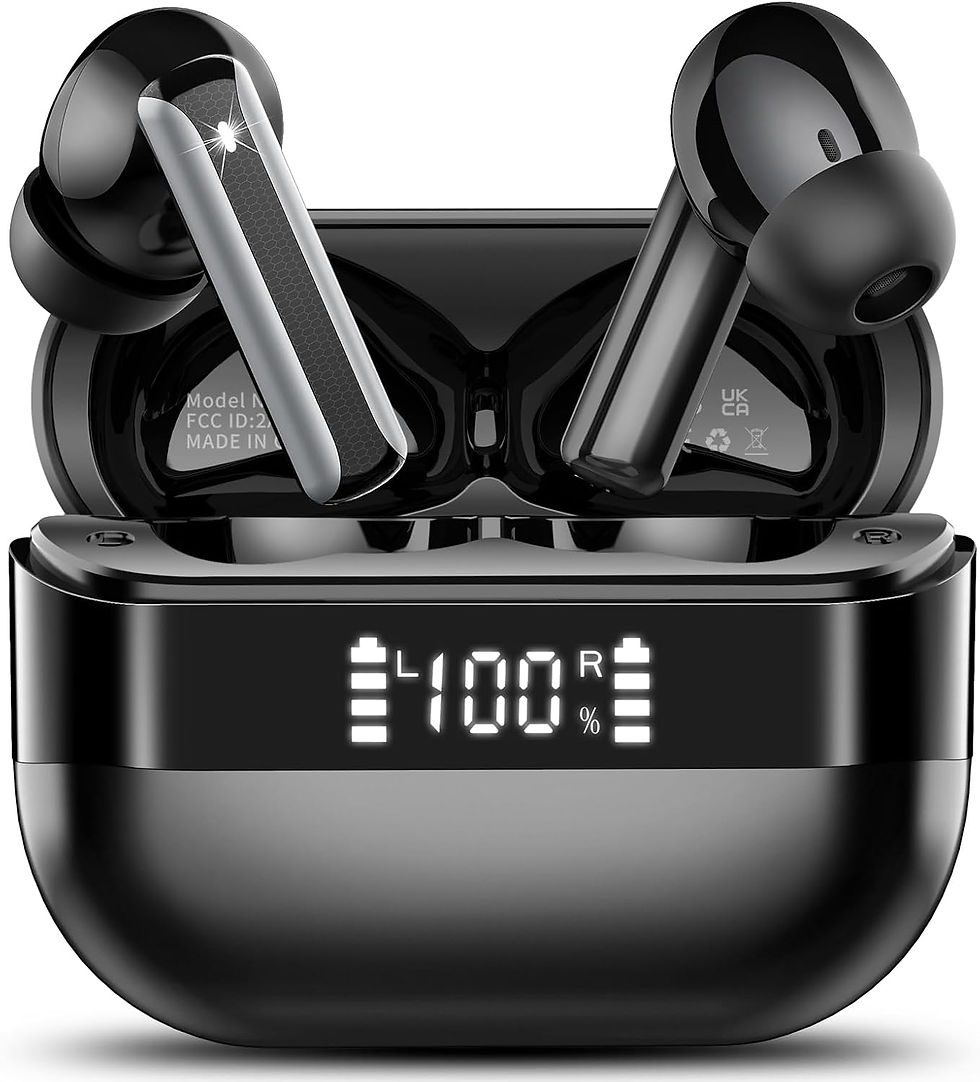 Miniature : Écouteurs intra-auriculaires noirs avec boîtier à écran LED