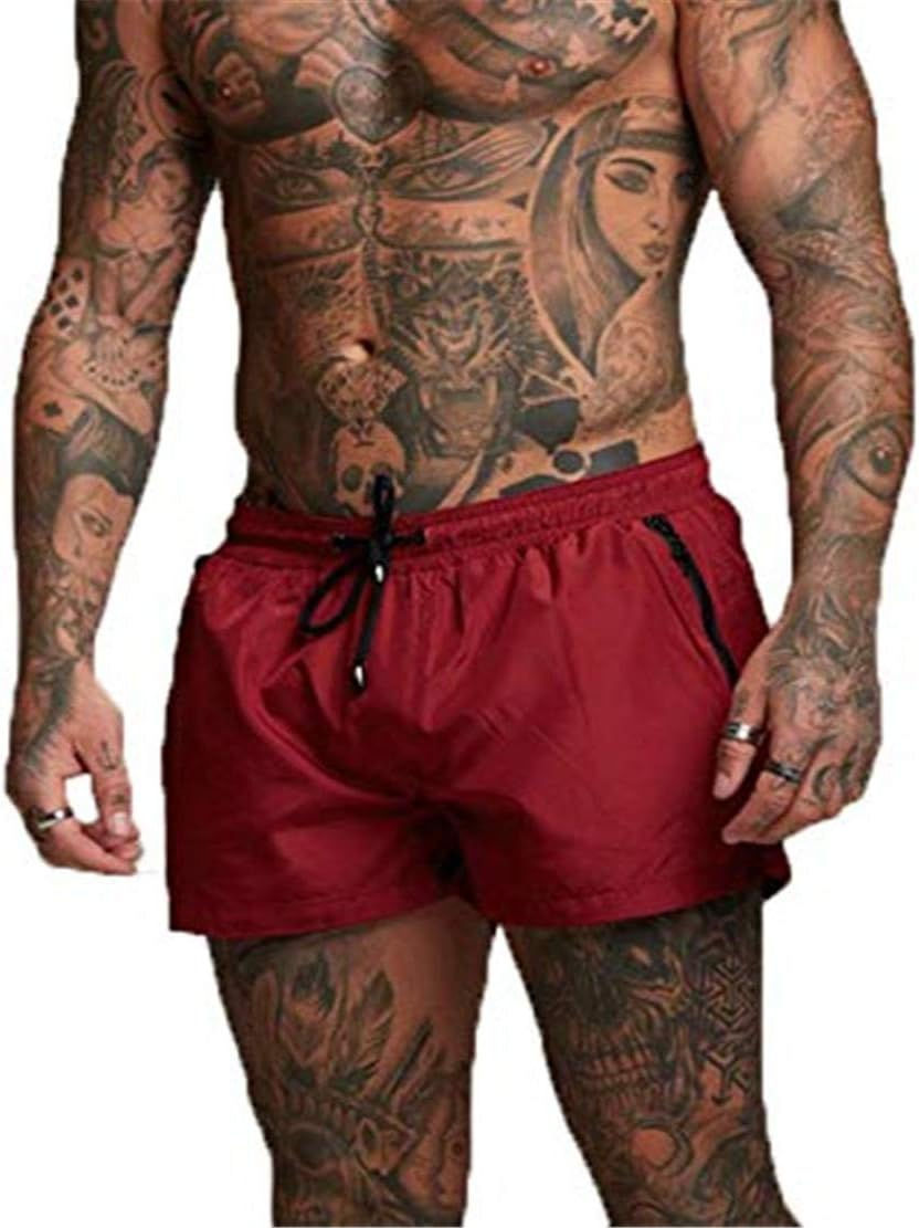 Miniature : Maillot de bain trunks rouge pour homme en boxer short.