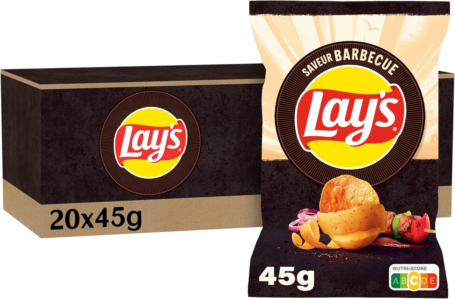 Sac de chips Lay's SAVEUR BARBECUE 45g, carton de 20x45g.