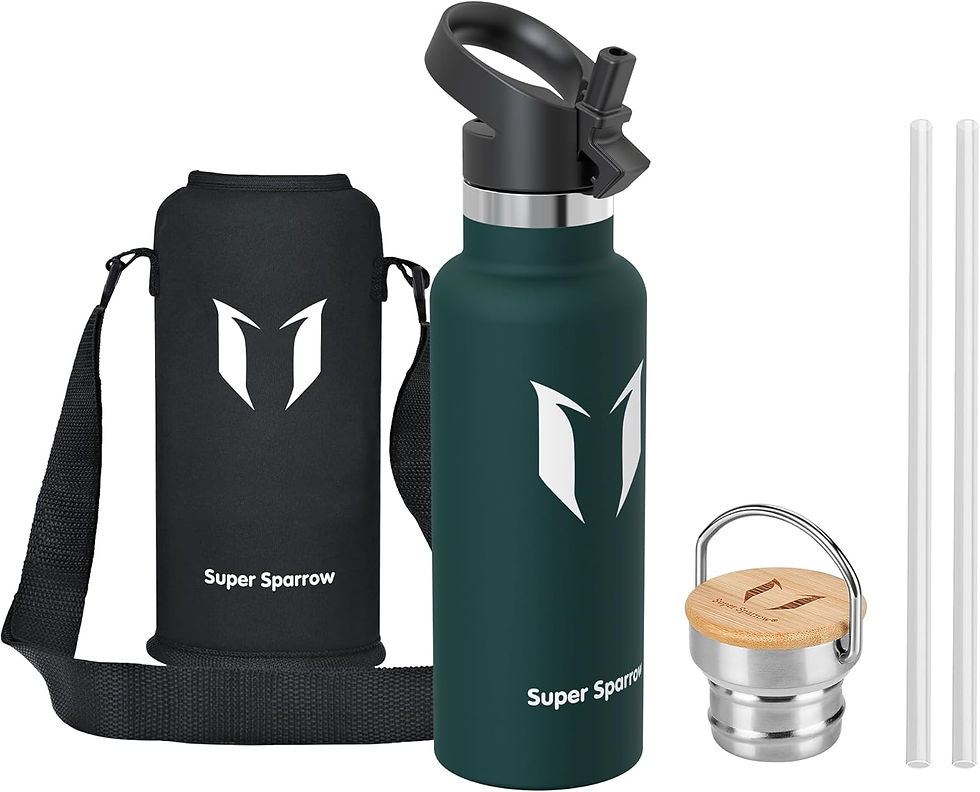 Miniature : Gourde isotherme Super Sparrow 1L verte avec housse et bouchons
