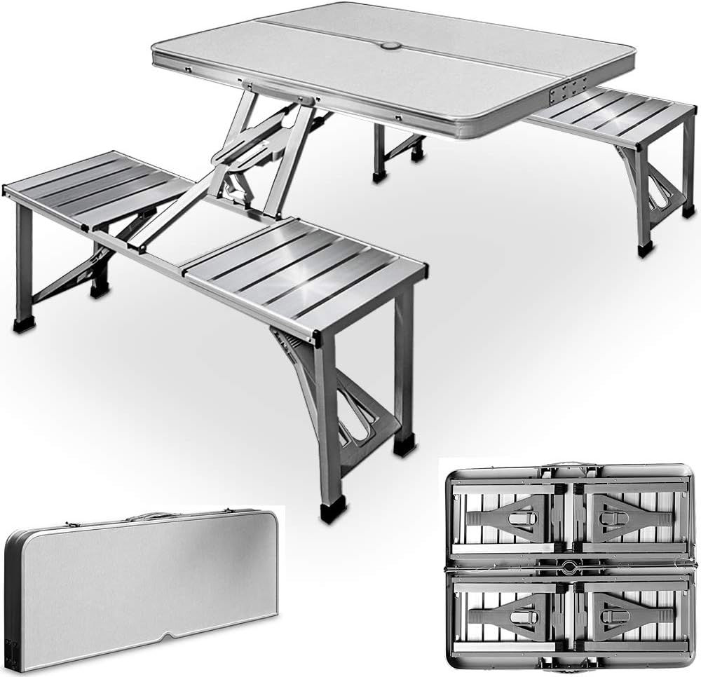 Table de pique-nique Deuba pliable en aluminium format mallette