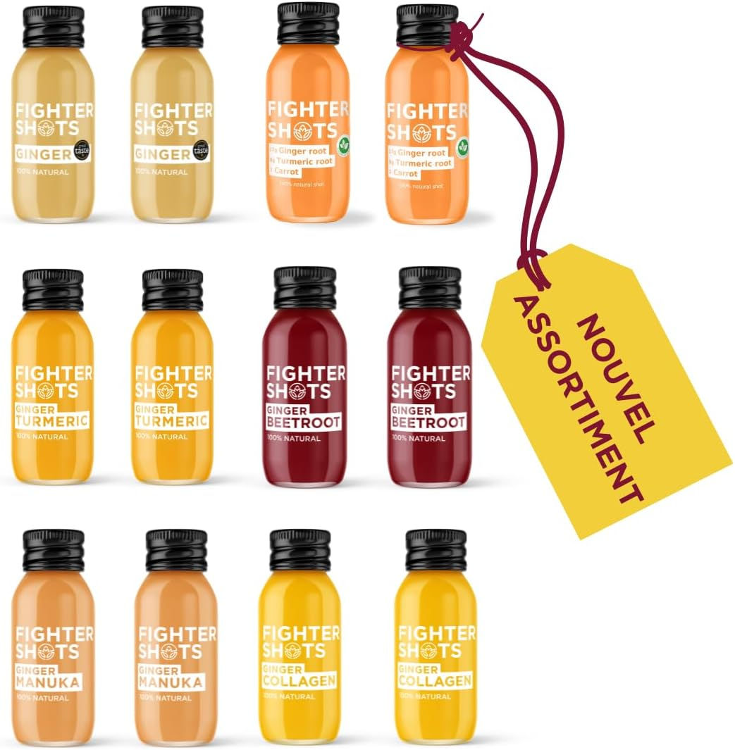 Pack découverte Fighter Shots : 12 bouteilles, 6 saveurs.