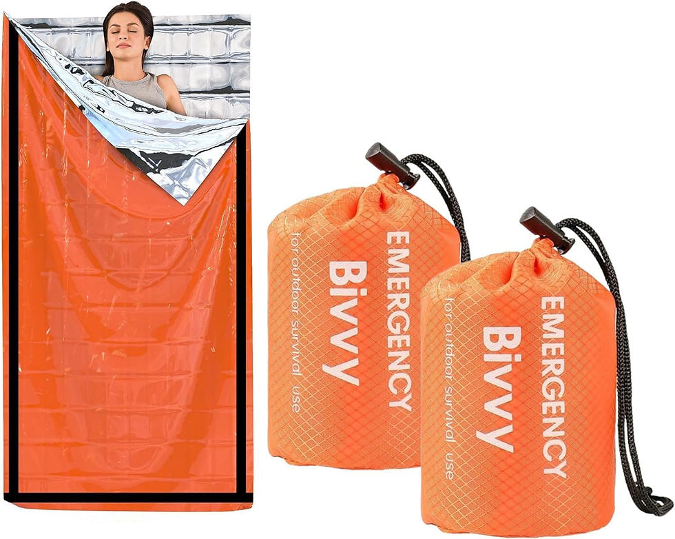 Thumbnail: Sac de couchage d'urgence avec personne, deux sacs Bivvy oranges