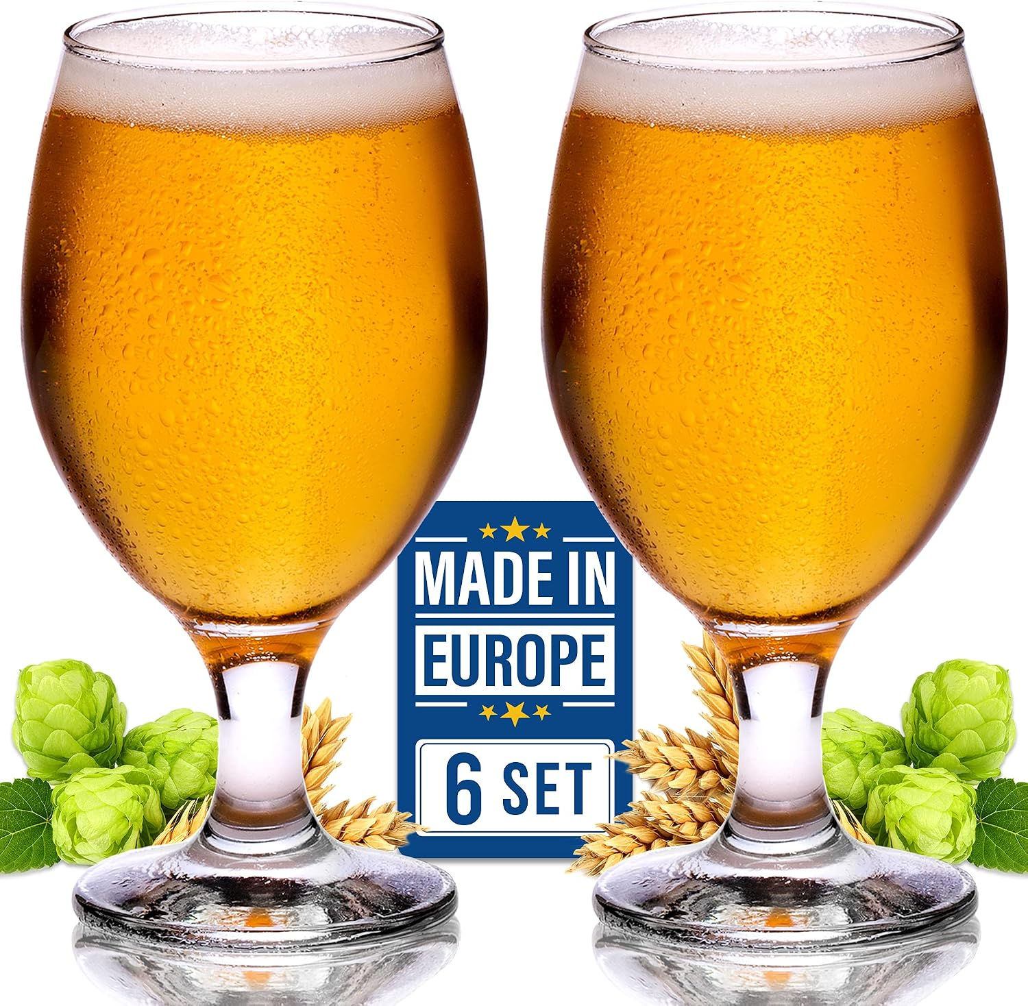 Deux verres à bière Volarium CRYSTALIA de style tulipe.