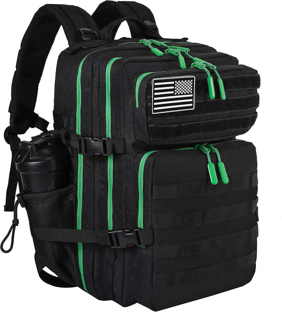 Thumbnail: Sac à dos tactique LHI noir et vert avec patch drapeau.