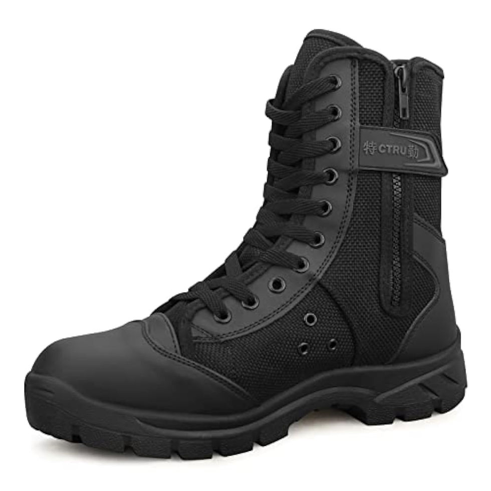 Miniature : Bottes militaires noires pour homme style Rangers avec fermeture éclair.