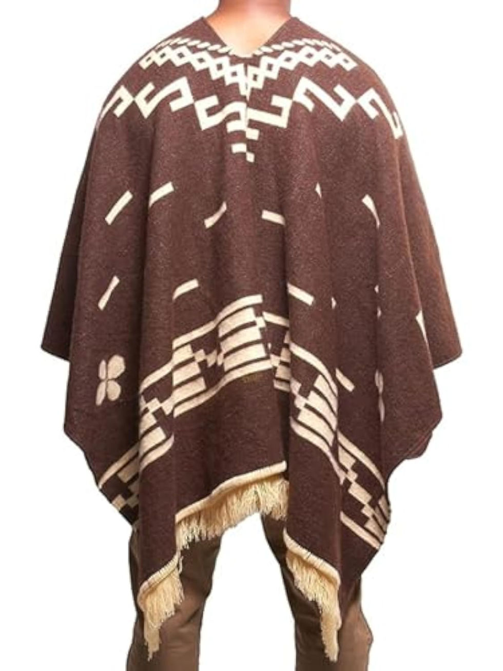 Miniature : Poncho Clint Eastwood en laine d'alpaga, style western brun.