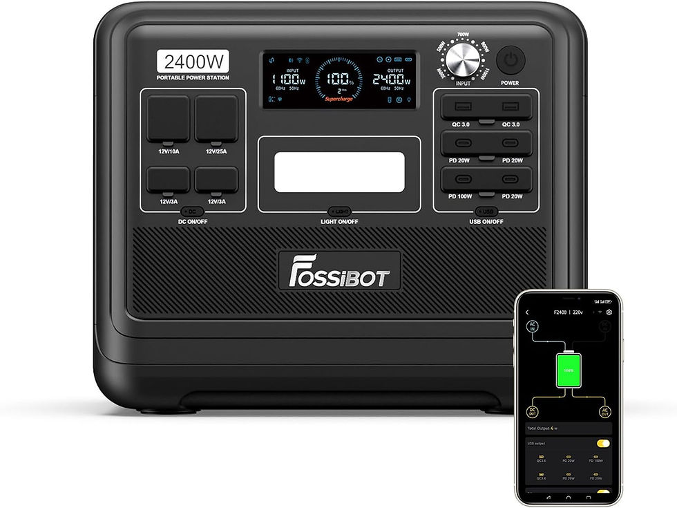 Générateur solaire FOSSiBOT F2400 avec écran LCD et application mobile.