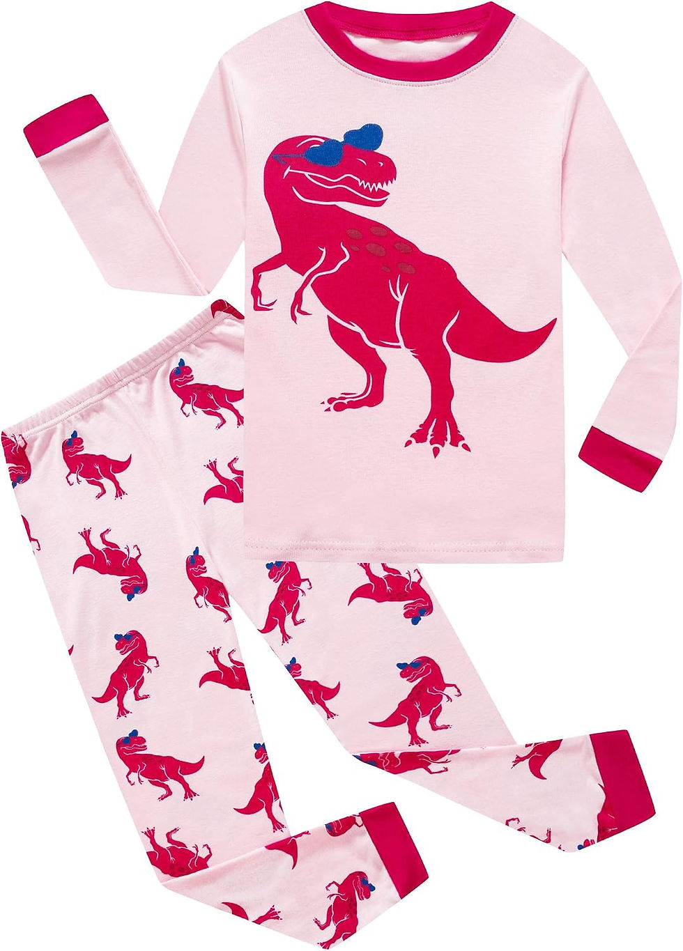 Miniature : Pyjama Family Feeling rose avec dinosaures pour enfants.