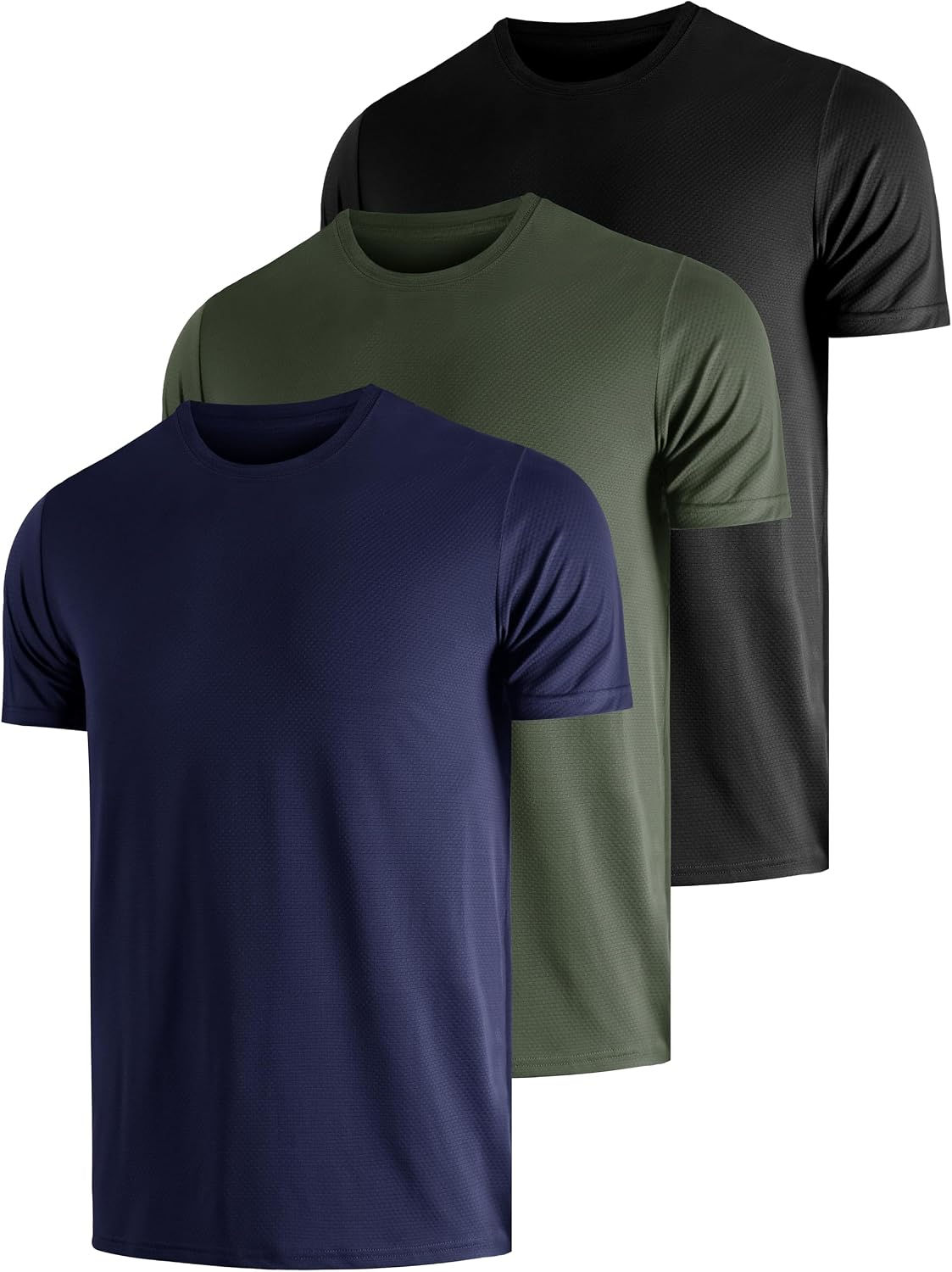 Lot de 3 t-shirts de protection UV homme bleu marine, vert et noir