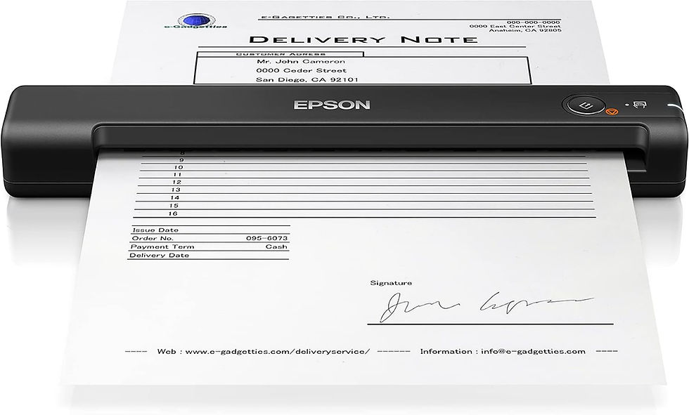 Scanner mobile Epson WorkForce numérisant un bon de livraison.