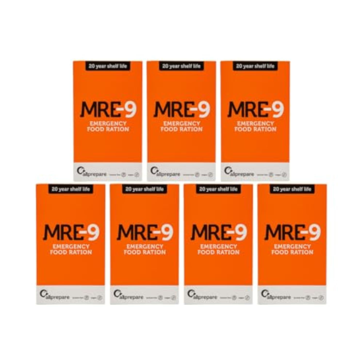 Lot de 7 rations d'urgence MRE-9 orange