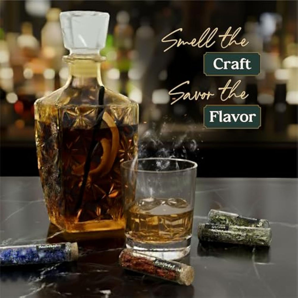 Miniature : Kit d'infusion: carafe, verre de whisky fumant, copeaux de bois.