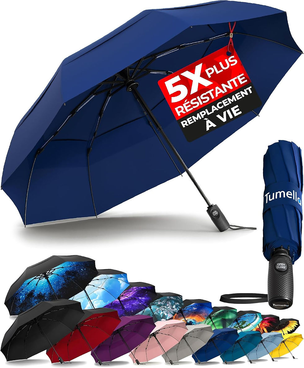 Miniature : Parapluie Tumella bleu résistant avec garantie à vie.