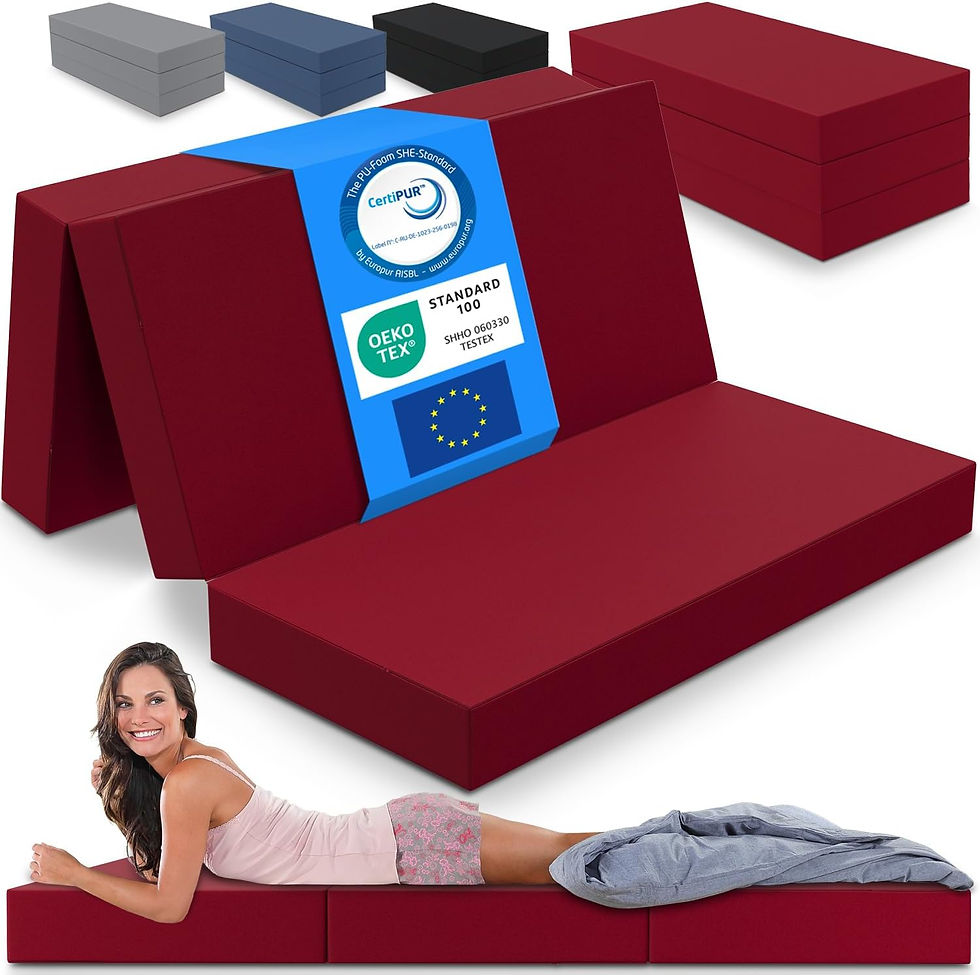 Matelas pliant ELONEO bordeaux en 3 parties certifié OEKO-TEX