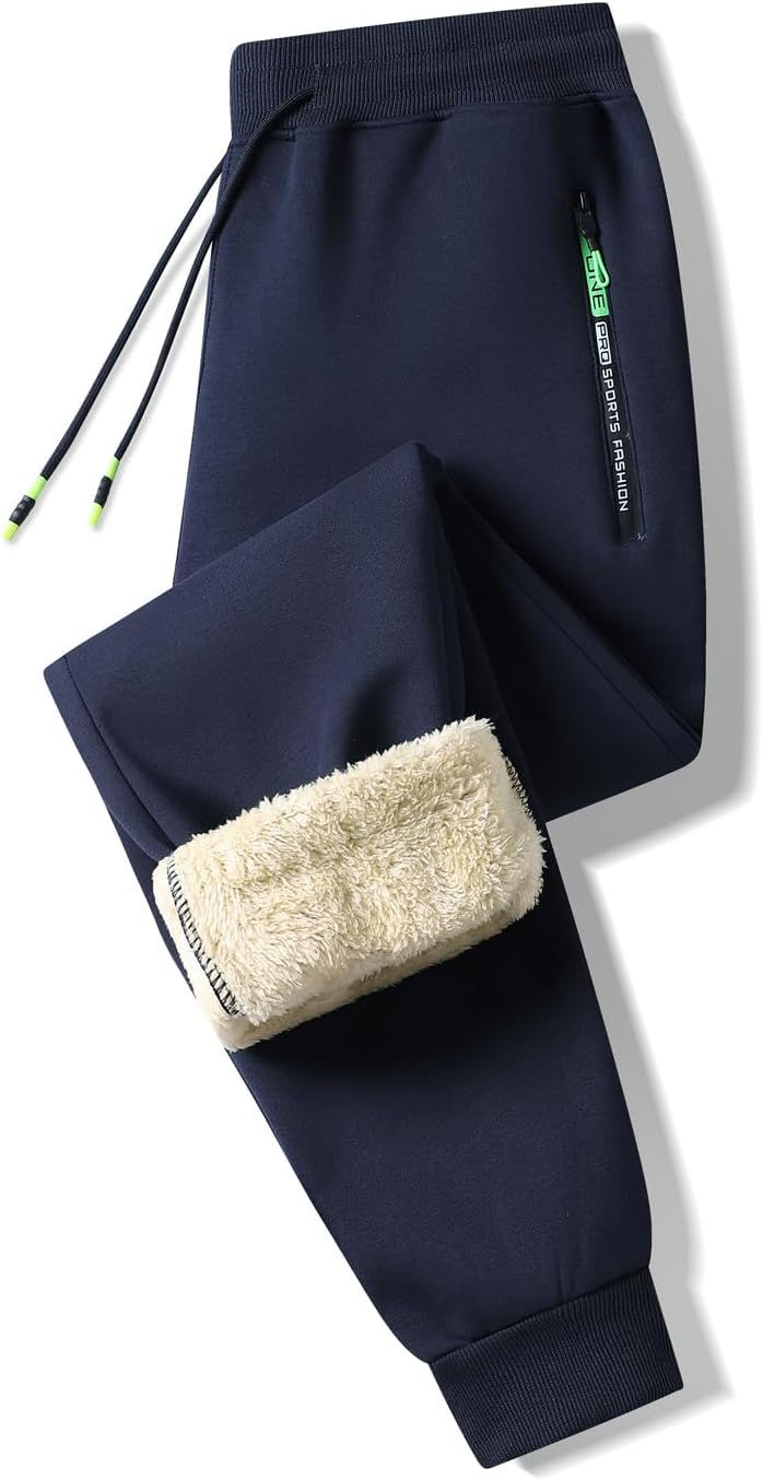Thumbnail: Pantalon de sport joggi bleu marine doublé polaire