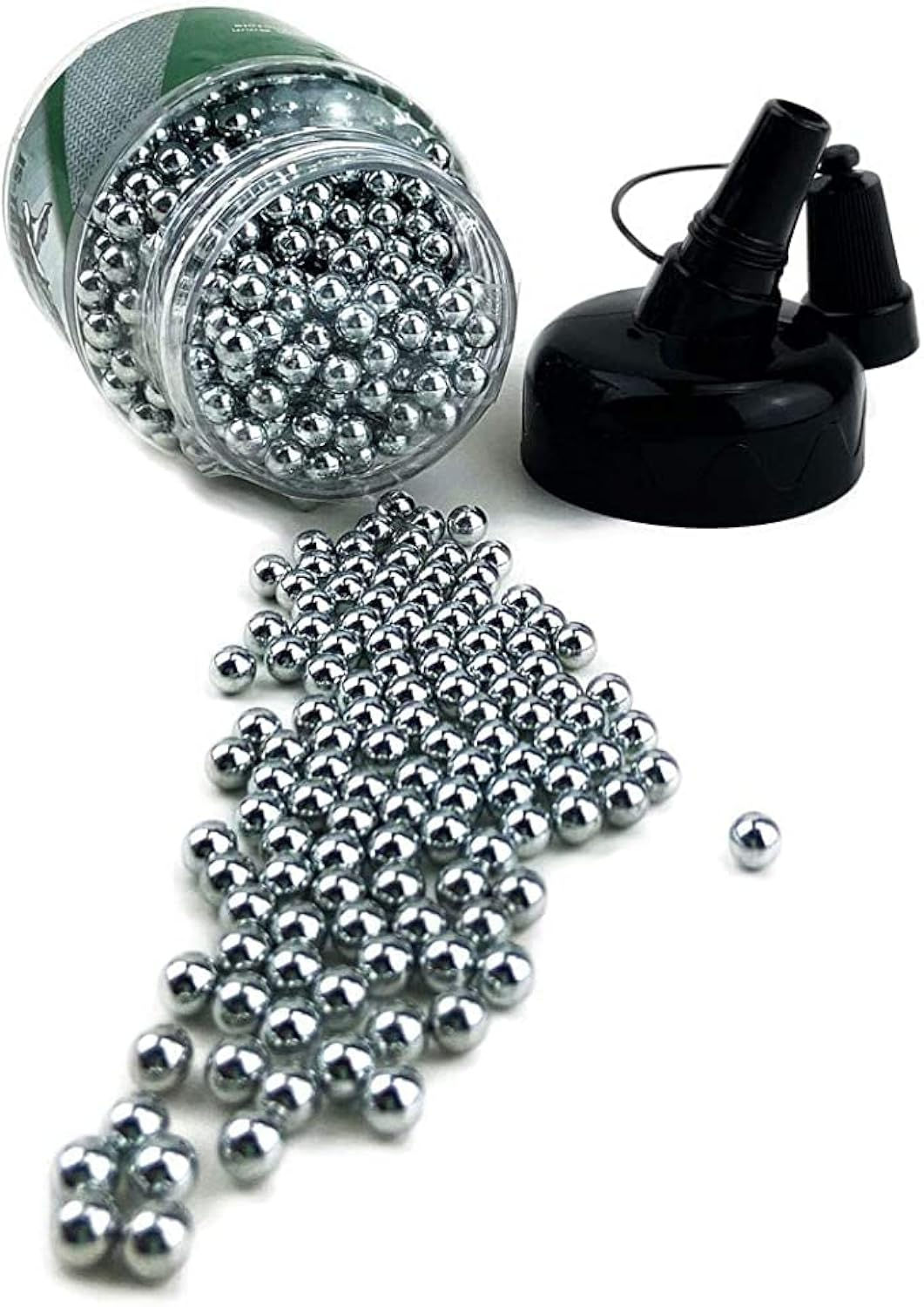 Billes d'acier 6mm pour Airsoft se déversant d'un flacon