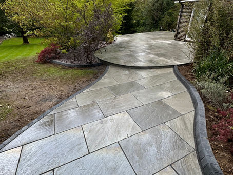 Indian Sandstone Patio Installation in Walton on the Hill | Garden Transformation