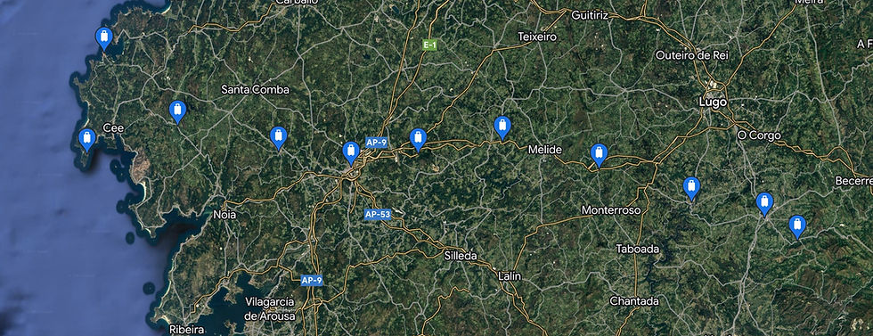 Map of last 100km Camino de Santiago