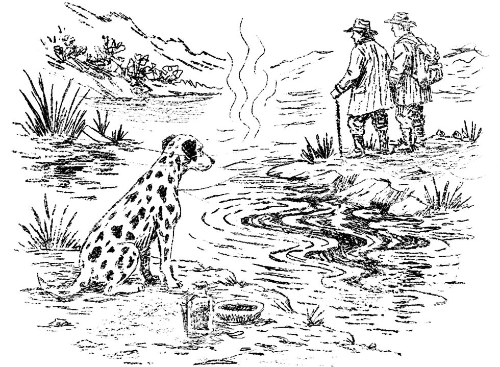 Interpretive sketch inspired by oil collecting along a quiet stretch of Oil Creek, skimmed, observed, but not yet understood. Illustration created for the Venango Museum.