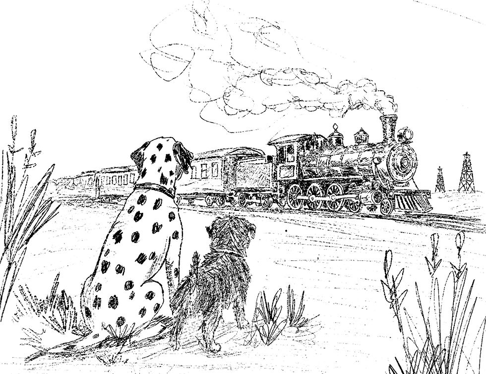 Interpretive sketch inspired by Oil City’s rise as a railroad town, where oil, people, and goods moved through the region by rail. Illustration created for the Venango Museum.