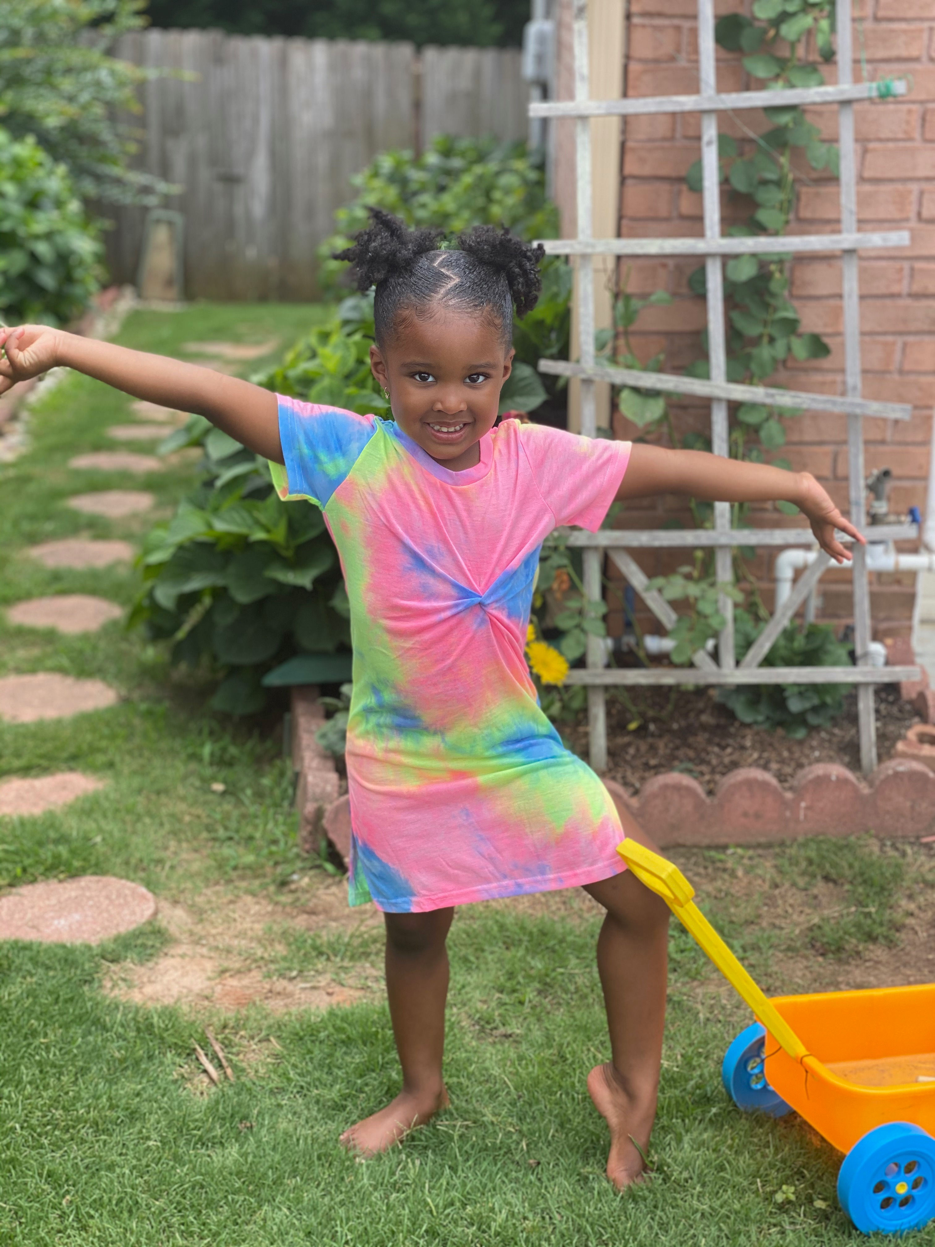 Toddler Girls Tie Dye Twist Tee Dress