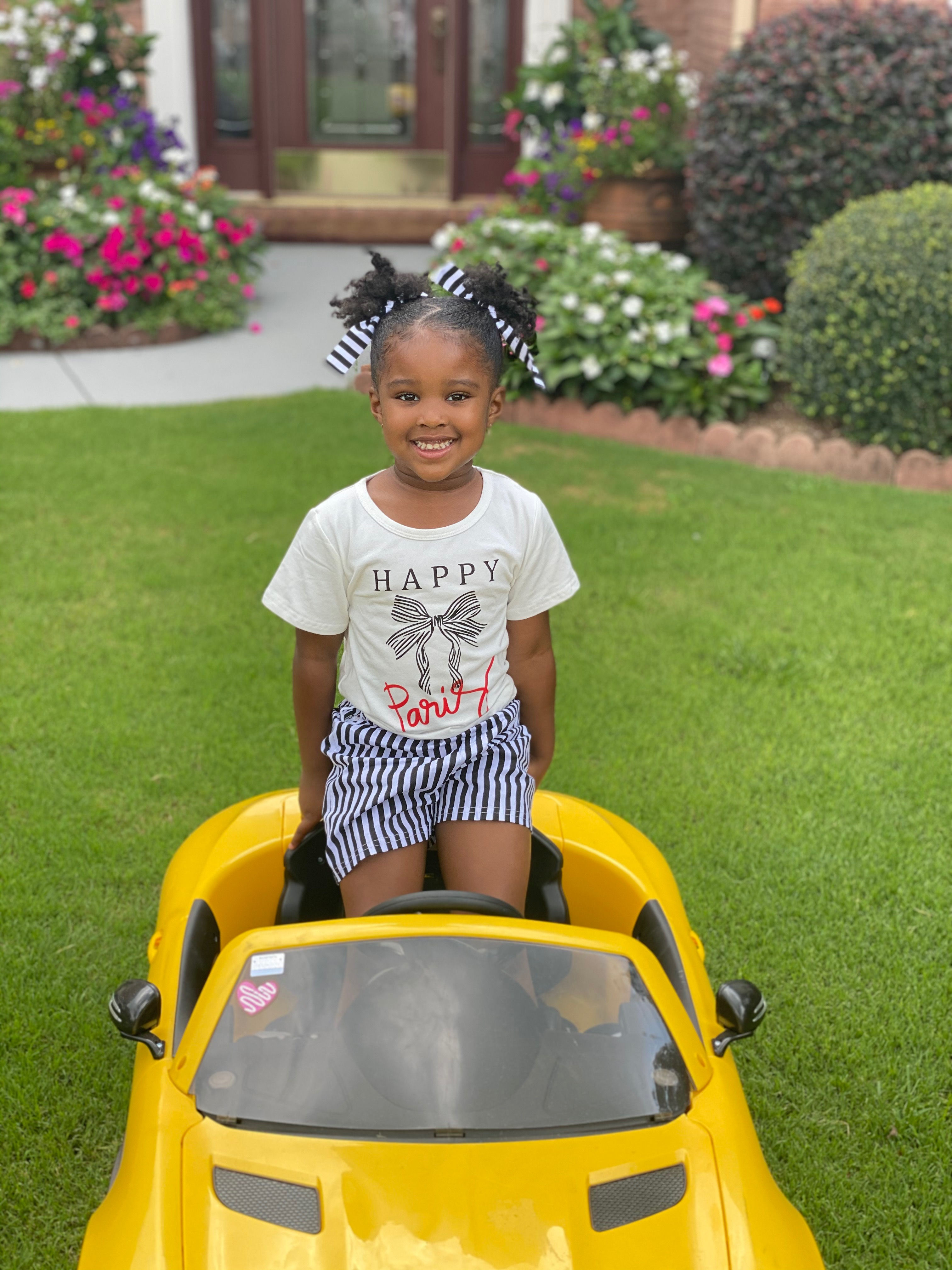 Striped Print Tee With Shorts Set