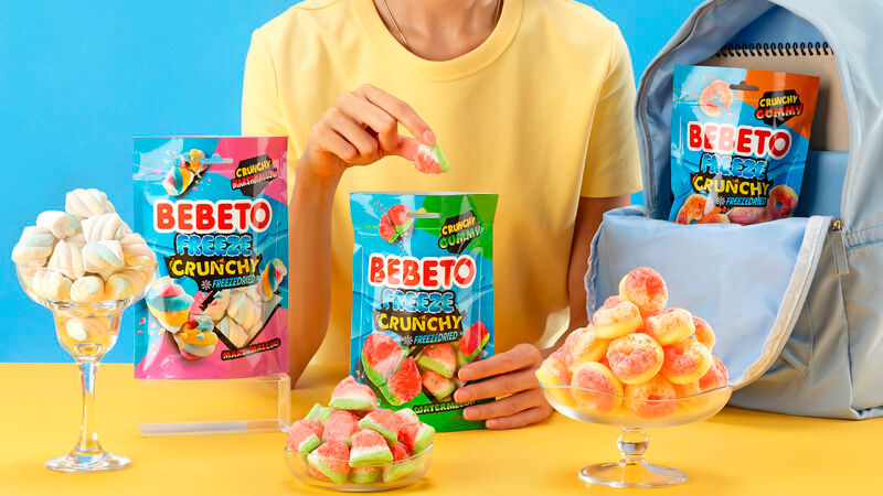 Miniaturbild: Bebeto Freeze Crunchy - Peach Rings, Marshmallow, Watermelon (6x35g) 210g