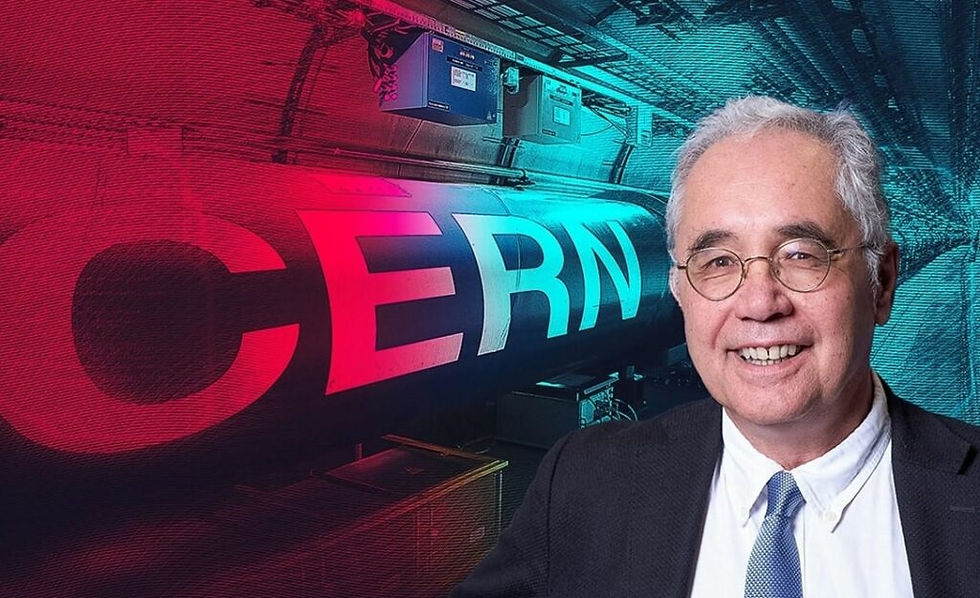 Ο Κωνσταντίνος Φουντάς στο CERN κατά την ανάληψη της προεδρίας του συμβουλίου, σε περιβάλλον σωματιδιακής φυσικής
