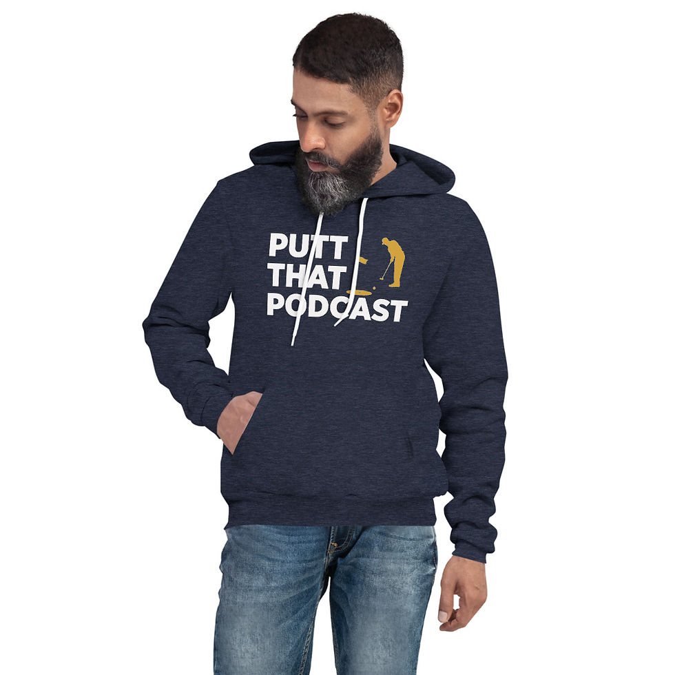 Thumbnail: Putt That 17th Navy Heathered Unisex hoodie